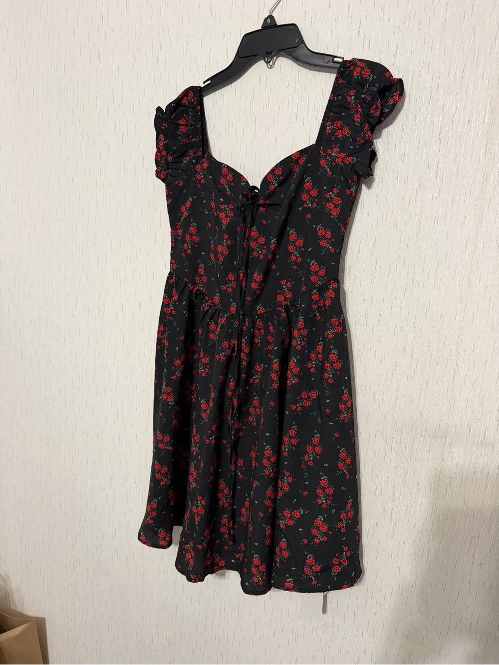 NWT CIDER Black Rose Mini Dress
